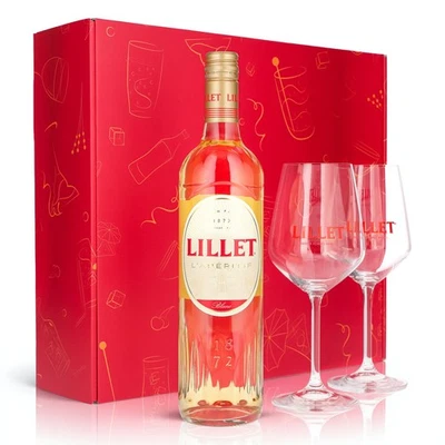 BARMEISTER Lillet Geschenkset 0,7l Flasche 17,0 % Vol. + Ballongläser|Pink