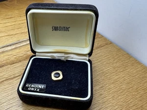 Cravatta vintage Swank oro onice - Foto 1 di 2