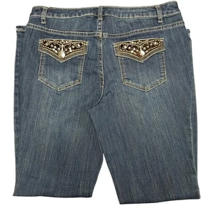 Christopher & Banks Jeans verziert Pailletten Klappe Mid Rise Gr. 10 33X30 #260C - Bild 1 von 12