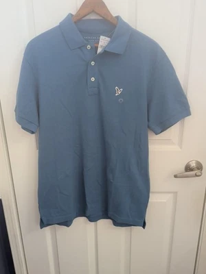 American Eagle Super Soft Standard Fit Men's Blue S/S Polo Medium NWT - Image 1 of 4