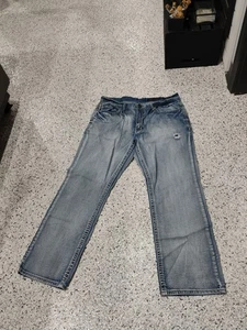 TK Axel Treadwell Relaxed Straight Leg Denim Jeans Herren 38x32 Distressed - Bild 1 von 6