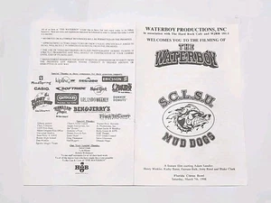 The Waterboy Call Sheet Adam Sandler Movie Filming 1998 Copy Reproduction - Picture 1 of 5