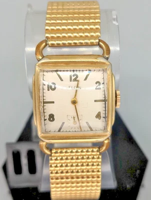 Vintage ELGIN 10k GOLD PLATE Man. Wind WATCH Cal.554 High Dome Crystal *Running* - Image 1 of 4