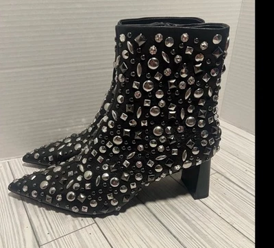 Botas Rag & Bone cuero negro con tachuelas plateadas y pedrería 39-8,5 nuevas Foto 1 de 4