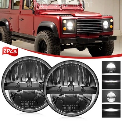 E24 Paar 7 Zoll LED Scheinwerfer High Low Beam für Land-Rover Defender 90 110 - Bild 1 von 4
