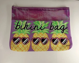 Justice Pineapples mit Sonnenbrille Sommer Reißverschluss lila 12" Bikini Tasche - Bild 1 von 6