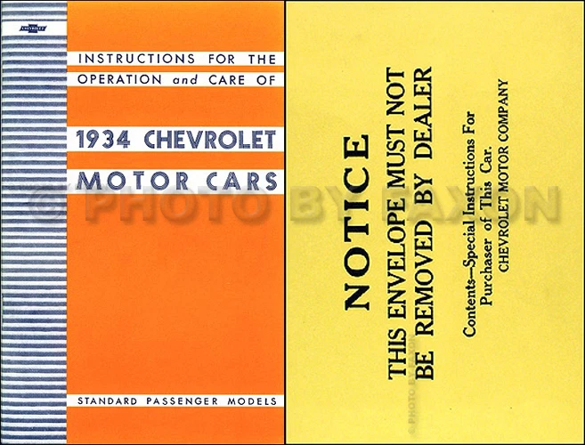 1934 Chevrolet Standard Auto Proprietari Manuale Con Busta 34 Chevy Owner Guida - Immagine 1 di 1