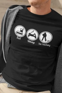 Camiseta de hockey sobre hielo para hombre algodón orgánico regalo de Navidad para él ropa - Imagen 1 de 4