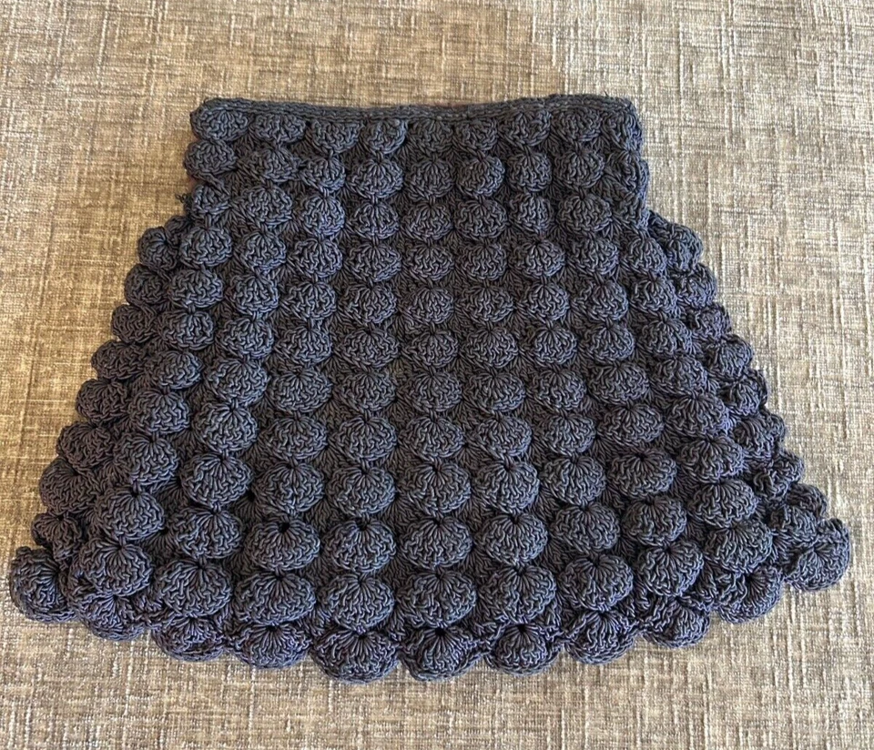 BOLSO DE GANCHILLO A MANO AZUL/NEGRO MUY ANTIGUO Y MONEDERO DE CAMBIO ADJUNTO SIN ASA Foto 1 de 4