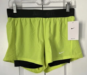 Pantalones Cortos Nike Dri-FIT Para Mujer Pequeños Verde Lima Amarillo Correr Forrados A127 - Imagen 1 de 7