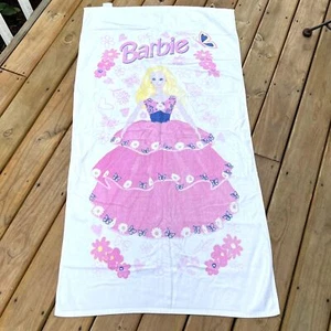 Vestido de fiesta vintage Barbie toalla de playa blanco rosa floral mariposas - Imagen 1 de 3