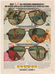 Anuncio impreso vintage Ray-Ban Bausch & Lomb All Weather Ambermatics agosto 1978 11"x8" - Imagen 1 de 5