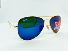 RAY-BAN RB3025 GOLD FRAME BLUE FLASH MIRROR AVIATOR SUNGLASSES 58/14MM NEW