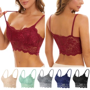 Womens Lace Bra Tank Sexy Lingerie Deep V Underwire Push Up Bralette Underwear - Picture 1 of 21