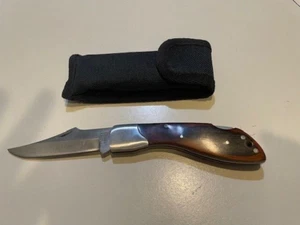 VINTAGE FURY 16021 STAINLESS STEEL FOLDING POCKET KNIFE WITH SHEATH Preowned - Picture 1 of 3