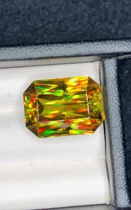 5.04 Ct Natural Full Fire Sphene Titanite Radiant Cut Gemstone For Jewellery - Picture 1 of 2