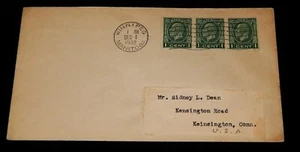 Vintage Cover,1932 CANADA POSTAL HISTORY,Winnipeg,MB To Kensington,CT,Strip Of 3 - Picture 1 of 2