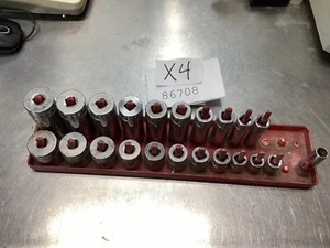 22 Piece Snap on Tools 3/8" Drive 12pt Chrome Shallow Deep Master Socket Set Red - Picture 1 of 5