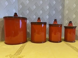 Vintage Metlox Poppytrail Provincial Roter Hahn Kanister 4er Set - Bild 1 von 21