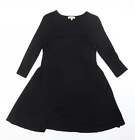 Papaya Womens Black Viscose T-Shirt Dress Size S Crew Neck