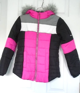 PROTECTION SYSTEM - GIRLS BLACK & PINK HOODED PUFFER JACKET - SIZE  14 - Picture 1 of 4