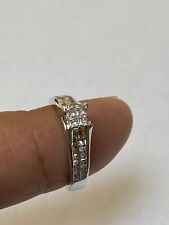 10K White Gold  030ct Princess and Round Cut Natural Diamond Engagement Ring