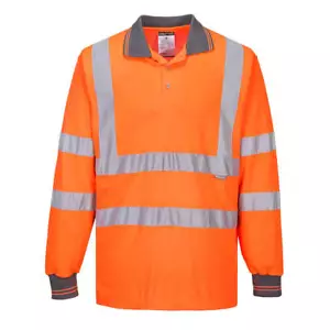 Long Sleeve Hi-Vis Polo Shirt | Orange Or Yellow | XS-6XL - Picture 1 of 8