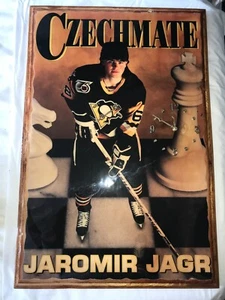 1991 Costacos NHL Poster PLAQUE CLOCK Jaromir Jagr CZECHMATE Pittsburgh Penguins - Picture 1 of 12
