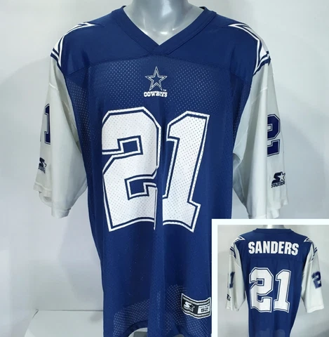 Deion Sanders Dallas Cowboys #21 Vintage Starter XL / 52 Mens Jersey Blue White Cover