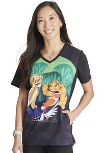 Lion King Cherokee Scrubs Tooniforms Disney V Neck Top TF627 LKFU - Picture 1 of 6