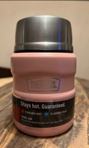THERMOS Stainless Steel Insulated Food Jar & Spoon PINK 16 OZ - Picture 1 of 5