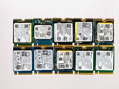 LOT of 10 Mixed Brand 256GB PCIe NVME SSD 30mm 2230 Samsung Toshiba & others - Image 1 of 2