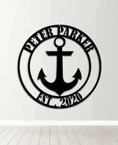 Personalized Anchor Metal name sign Outdoor Decor Gift Patio Pool Sign Wallart - Picture 1 of 8