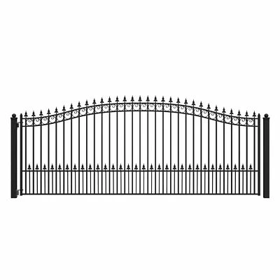 ALEKO Prague Style Garden Yard Steel Single Swing 16 ft Driveway Gate Black - Image 1 of 4