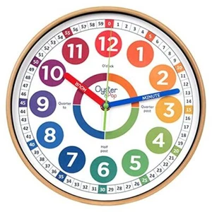 Learning Clock for Kids - Silent Telling The Time Teaching 10 inch Multicolor - Picture 1 of 8