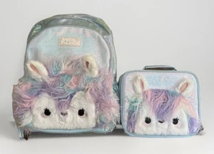 Justice Backpack Llama Backpack & Lunch Tote NWT Aqua Blue Glitter - Picture 1 of 8
