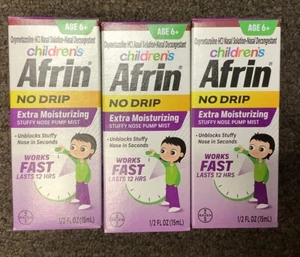 Children's Afrin Extra Moisturizing 12hr Stuffy Nose Spray 3PK Exp 11/24 - Picture 1 of 3