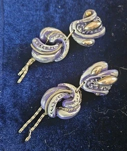 Vintage Jeff Lieb leichte lila & Kette Türklopfer Ohrringe #25 - Bild 1 von 5