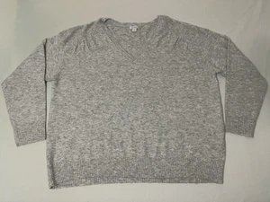 Sundance Ellie Everyday Sweater V-Neck Rib Trim Wool Gray Women 2X Boho - Picture 1 of 6