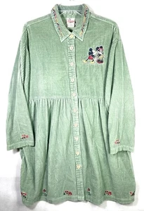 Vintage Disney Store Womens Corduroy Dress Green Mickey Minnie XL xlnt FREE SHIP - Picture 1 of 13