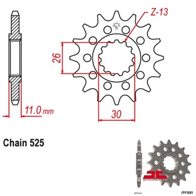 Roda dentada dianteira de aço JT 2012 Yamaha FZ8 - 16T JTF1591.16 - Imagem 1 de 2