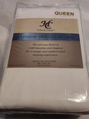 Hotel Collection Platinum 1800 QUEEN Bed Skirt Dust Ruffle White Microfiber - Image 1 of 4