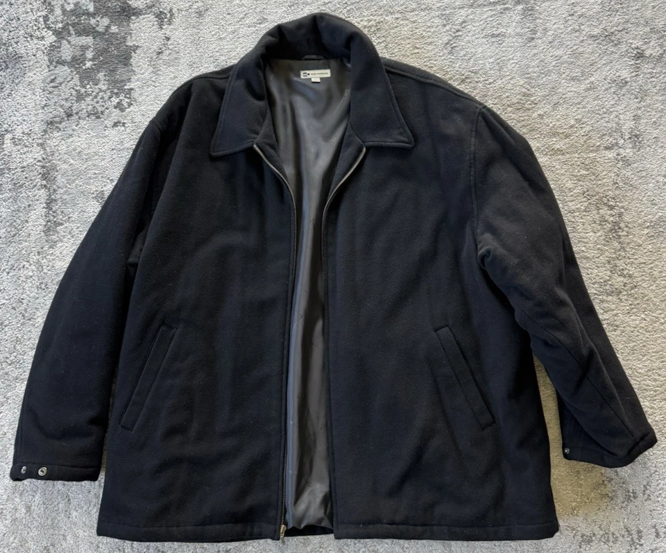 Chaqueta de bombardero Wilke Rodriguez para hombre 4XL negra mezcla de lana cachemir forrada cremallera Foto 1 de 4