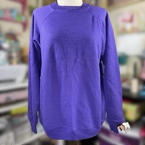 Vtg Hanes Her Way Sweatshirt Deadstock Purple Crewneck Pullover NWT USA Made L - Picture 1 of 5