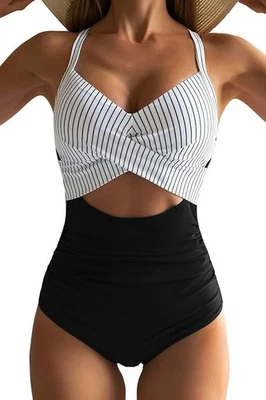 Traje de baño de una pieza Eomenie para mujer con control de barriga recorte cintura alta talla L Foto 1 de 4