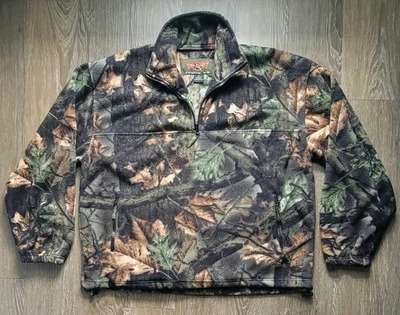Trail Crest Men's 3/4 Zip Highland Timber Hunting Outdoor Fleece Camo Jacket XL - Image 1 of 4
