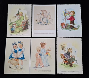 6 Alte Postkarten, Grußkarten Kinder Motive, 50er Jahre - Bild 1 von 13