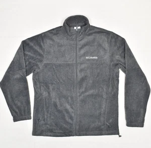 Columbia Men's Full Zip Basic Jacket Fleece Solid Polyester Gray Size M Pockets - Picture 1 of 8