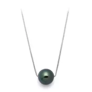 "Collar de perlas genuinas tahitianas de 9-10 mm en cadena de caja de oro blanco 14K 16"" o 18" - Imagen 1 de 4