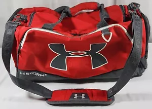 Under Armour Storm 1 UA Duffle Gym Bag Red Gray White w/ Shoulder Strap - Picture 1 of 13